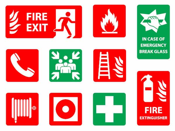 Fire action signs